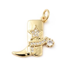 Dije colgante bota de vaquero vaquera cowboy zircón baño de oro / unidad 0