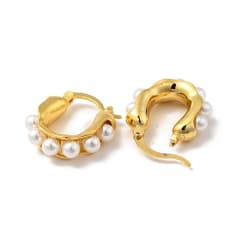 Aros argollas aretes con perla sintética baño de oro / par 0
