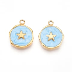 Dije colgante esmaltado estrella acero dorado / unidad 0