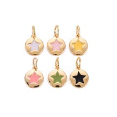 Dije esmaltado mini estrella 10 mm baño de oro / unidad 0