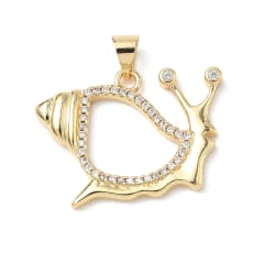 Dije colgante caracol caparazón zircón verano baño de oro / unidad 0