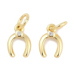 Dije colgante herradura amuleto suerte 9 mm baño oro zircón / unidad 0