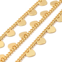 Cadena con corazón y estrella colgante baño de oro / metro 0