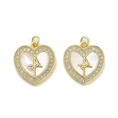 Dije colgante corazón fe 19 mm nácar baño de oro / unidad 0