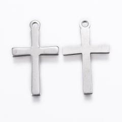 Dije colgante cruz 20.5 mm acero plateado / unidad 0