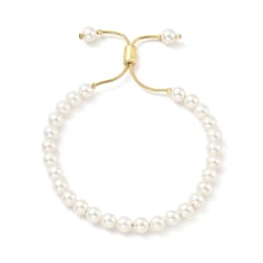 Pulsera ajustable de perlas 6 mm y baño de oro / unidad 0