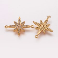 Dije  conector estrella fugaz dorado plateado zircón / unidad 0