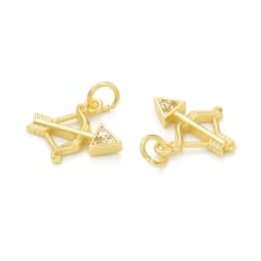 Dije colgante arco flecha cupido 13.5 mm baño oro zircón / unidad 0