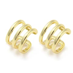 Ear cuff aros solitarios tres líneas lisas 12 mm baño oro platino / unidad 0
