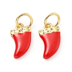 Dije colgante esmaltado colmillo 14.5 mm baño de oro / unidad 0