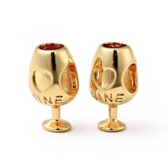 Pasador estilo europeo charm copa vino 14 mm baño oro / unidad 0