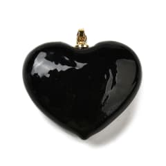 Maxi dije colgante corazón negro 28.5 mm murano baño oro / unidad 0