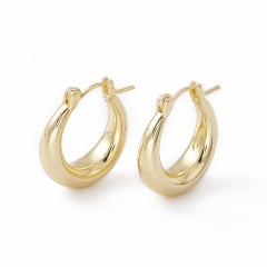 Aros argollas chunky macizo 20 mm baño oro platino / par 0
