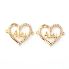 Dije conector abu abuela corazón baño de oro / unidad 0