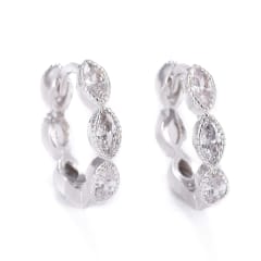 Aros argollas aretes huggies zircón ojo de caballo baño de platino / par 0
