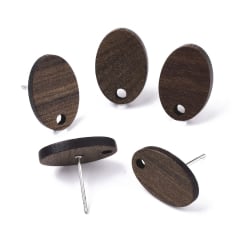 Base de aros topito óvalo 15x10 mm madera de nogal / par 0