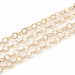 Cadena eslabón redondo soldado 3.5 x 3 mm baño de oro / metro 0