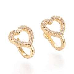Ear cuff solitarios corazón 6 mm baño de oro / unidad 0
