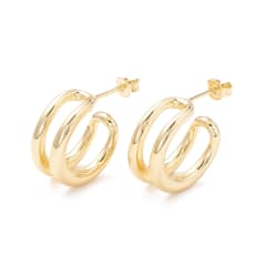 Aros argollas aretes tipo C doble baño de oro / par 0