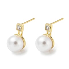 Aros topo topito perla punto de luz 15 mm baño oro / par 0