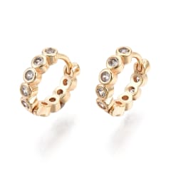 Aros argollas huggie puntos de luz 13 mm baño de oro / par 0