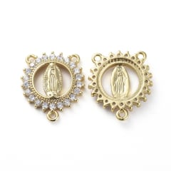 Dije conector vitela centro de rosario virgen baño de oro / unidad 0