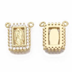 Dije conector escapulario cruz virgen baño de oro zircón / unidad 3