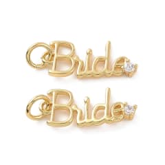 Dije colgante palabra bride novia boda zircón baño oro / unidad 0