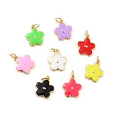 Dije colgante flor flores esmaltada 14.5 mm baño oro / unidad 0