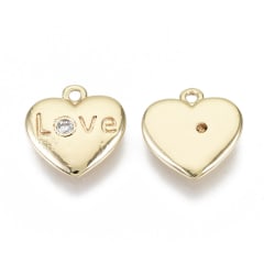 Dije colgante corazón love zircón baño de oro / unidad 0