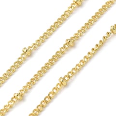 Cadena eslabón chico con balines baño de oro / metro 0