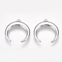 Dije colgante luna invertida 16 mm baño platino / unidad 0