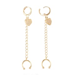 Ear cuff aros solitarios Corazón largo baño de oro / unidad 0