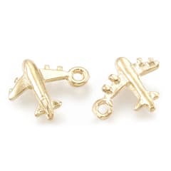Dije colgante mini avión 9.5 mm baño de oro / unidad 0