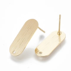 Base de aros topito óvalo 21x8 mm con orificio baño de oro / par 0