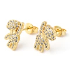Aros topo topito osito zircones 12 mm dorado plateado / par 0