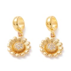 Colgante europeo charm flor margarita dije baño de oro / unidad 0