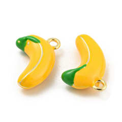 Dije colgante esmaltado plátano banana 14.5 mm baño oro / unidad 0