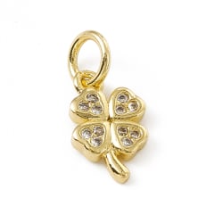 Dije colgante trébol cuatro hojas 11 mm zircón baño de oro / unidad 0