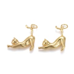 Dije colgante gato felino baño de oro / unidad 0