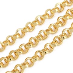 Cadena rolo texturizado baño de oro / metro 0