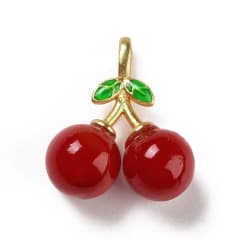 Dije colgante cereza guinda 19 mm murano baño oro / unidad 0