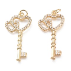 Dije colgante llave amor corazón baño de oro zircón / unidad 1