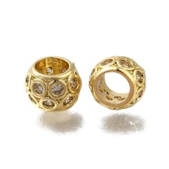 Cuenta pasador estilo europeo 7.5 mm baño oro zircón / unidad 0