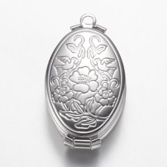 Relicario portafoto locket cuatro fotos flor baño de platino / unidad 0