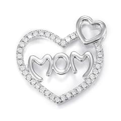 Dije pasador corazón mom baño de platino / unidad 1