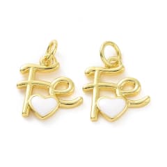 Dije colgante fe religioso corazón blanco esmaltado baño de oro / unidad 0