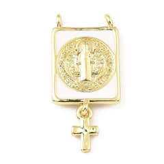 Dije conector esmaltado escapulario san benito cruz baño oro / unidad 0