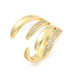 Anillo ajustable líneas zircón baño de oro / unidad 0