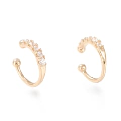 Ear cuff aros solitarios zircón dorado / unidad 0